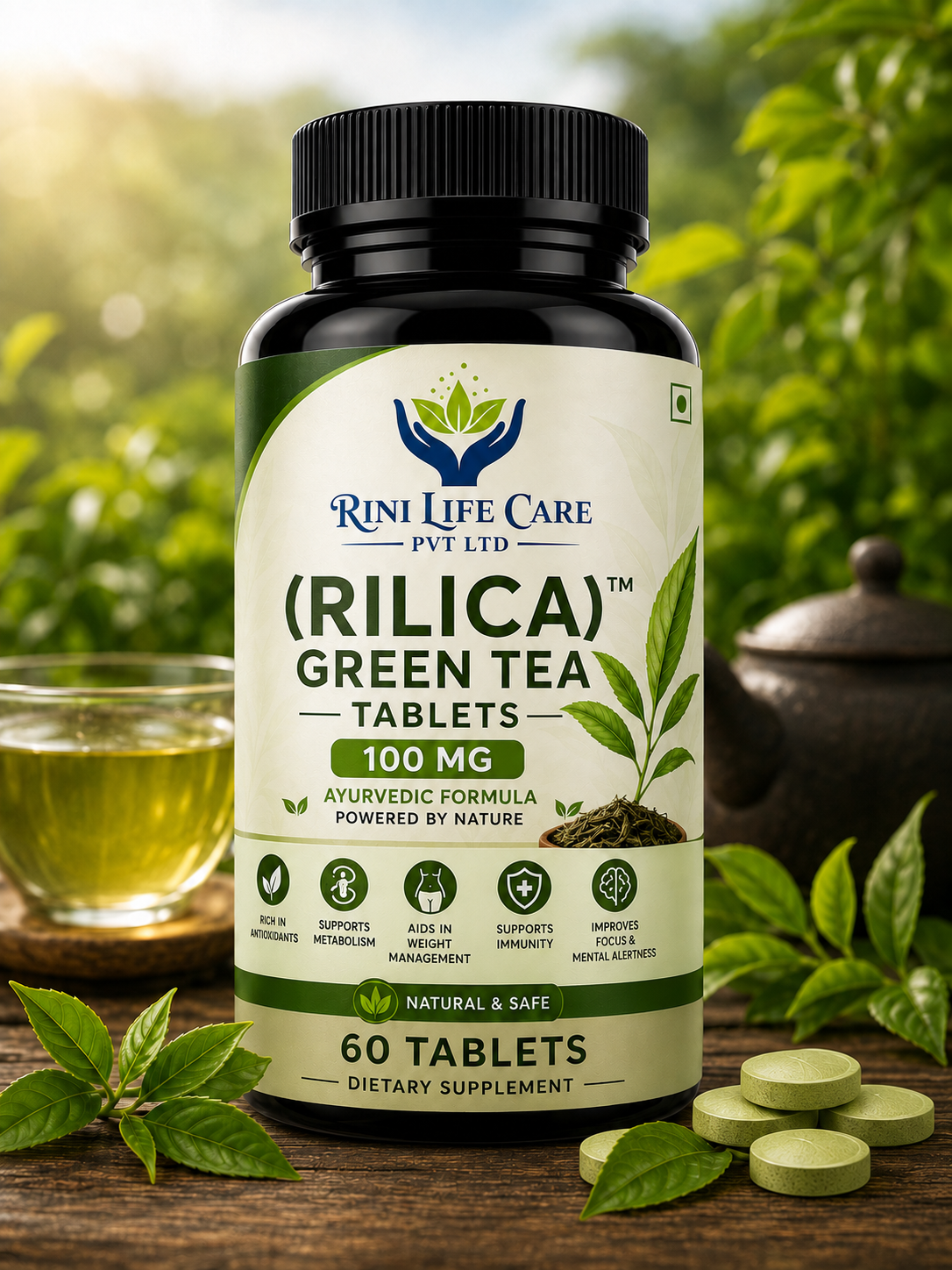 RILICA GREEN TEA TABLET 100 MG  / 60 TABLET