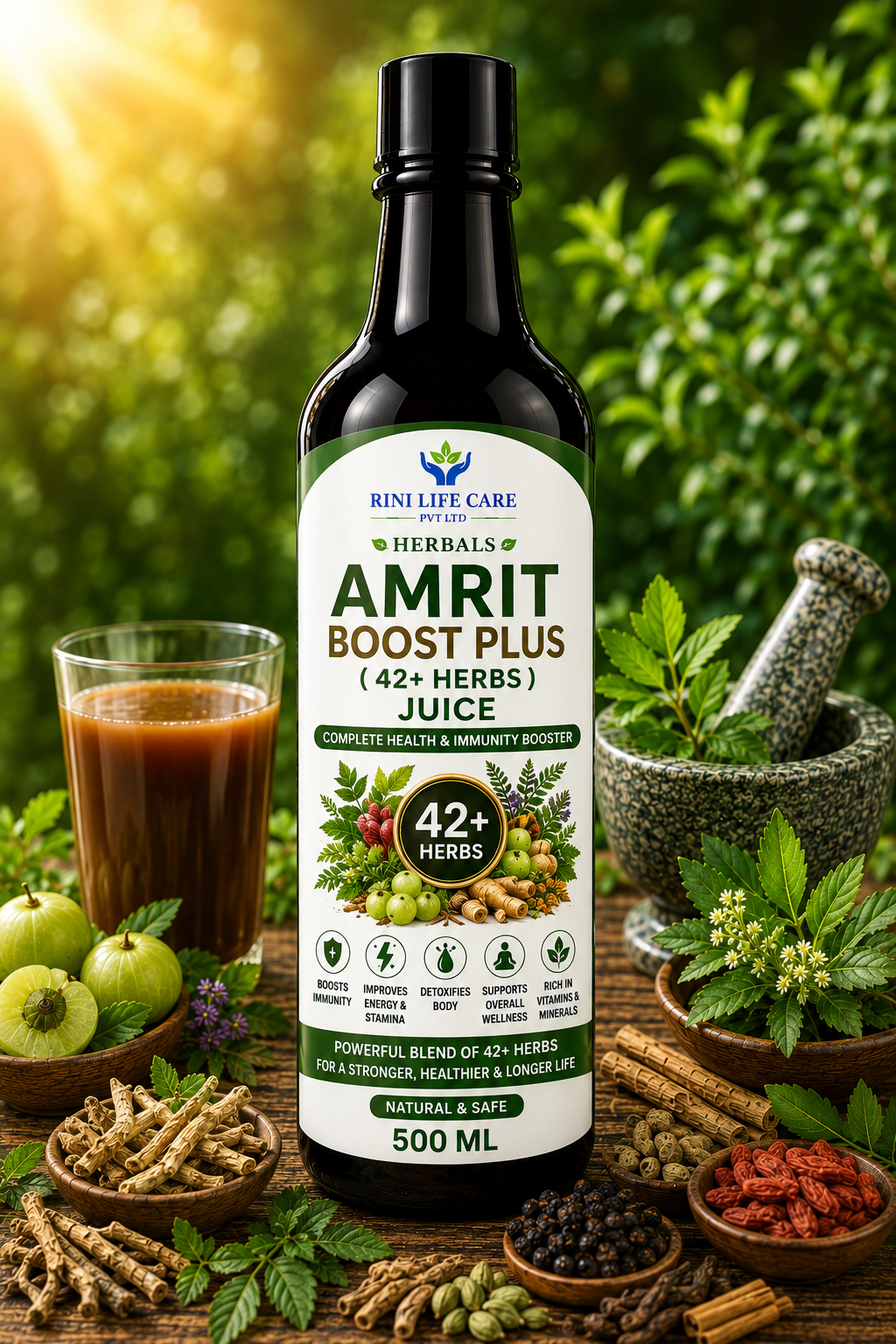 RILICA  AMRIT BOOST PLUS (42+ HERBS ) JUICE 500 ML